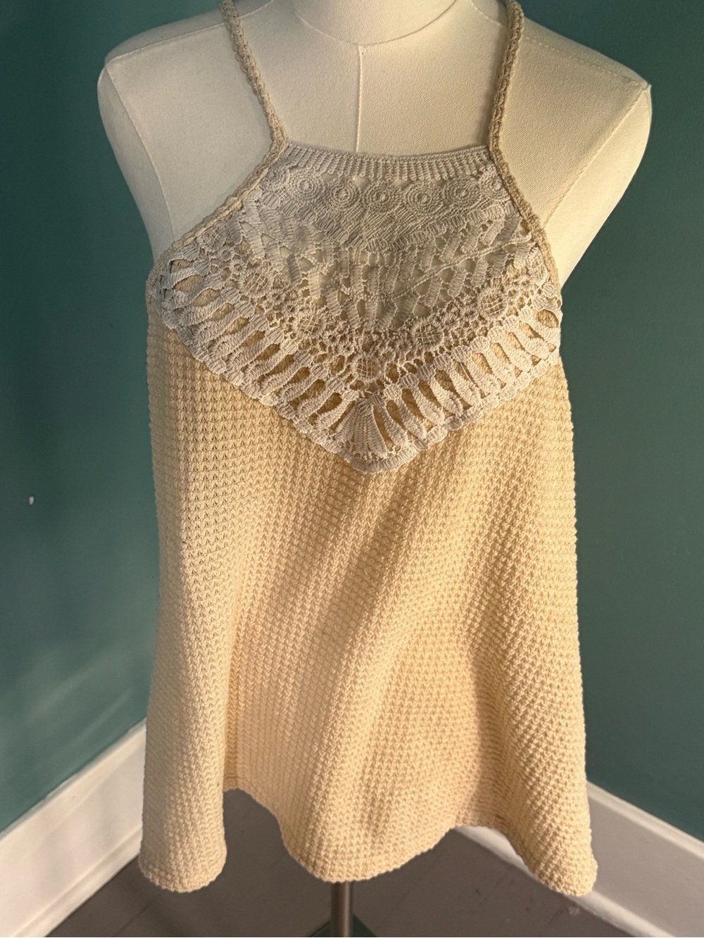 Cream Crochet Lace Boho Tank Plus Size 5XL (US 20/22)